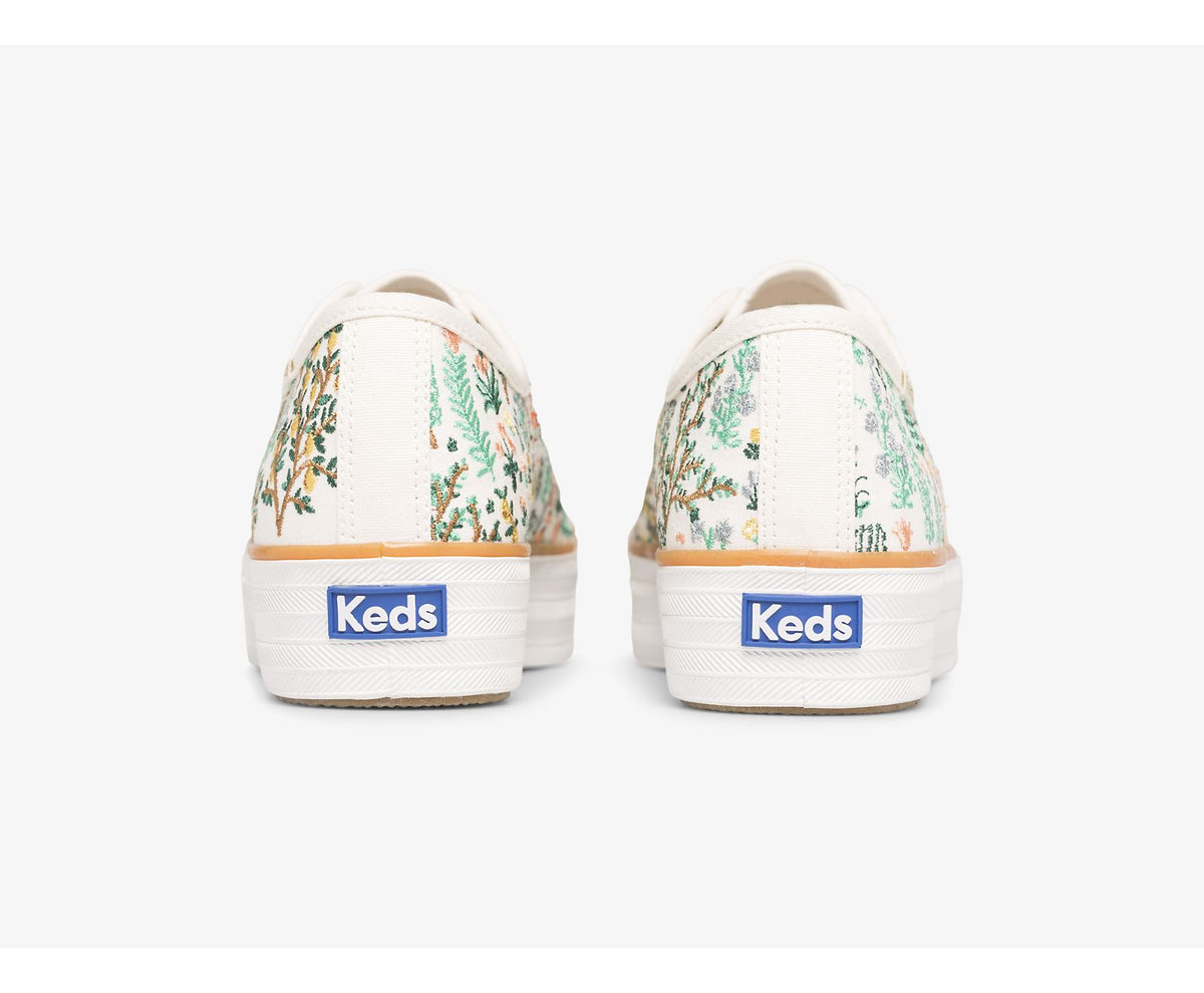 Women Keds x Rifle Paper Co. Triple Kick Menagerie Embroidered Cream/Multi - Keds