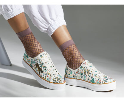 Women Keds x Rifle Paper Co. Triple Kick Menagerie Embroidered Cream/Multi - Keds