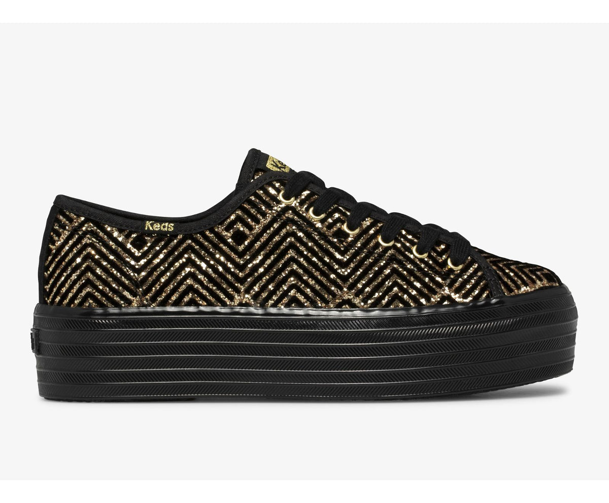 Women Triple Up Dazzle Black Gold - Keds