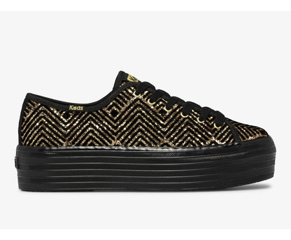 Women Triple Up Dazzle Black Gold - Keds