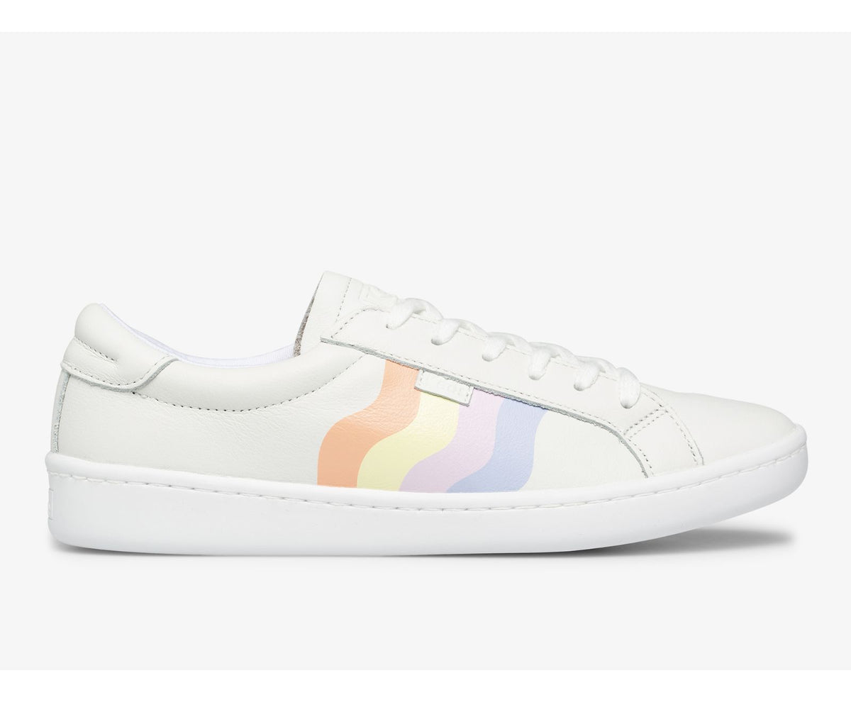 Women Ace Leather Wavy Print White Multi - Keds