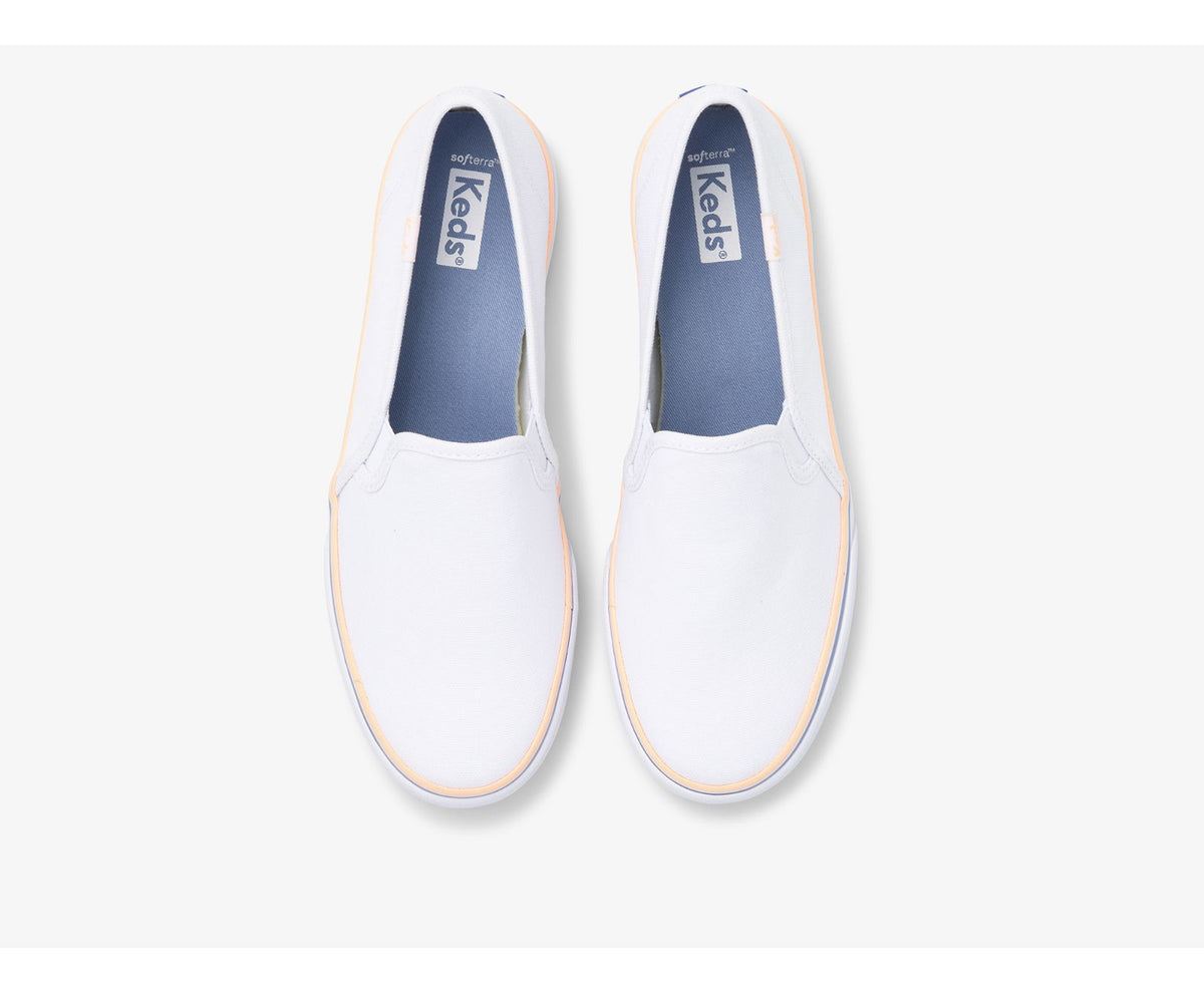 Women Double Decker Canvas Washable White Coral - Keds