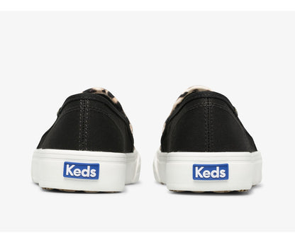 Women Double Decker Leopard Canvas Black - Keds