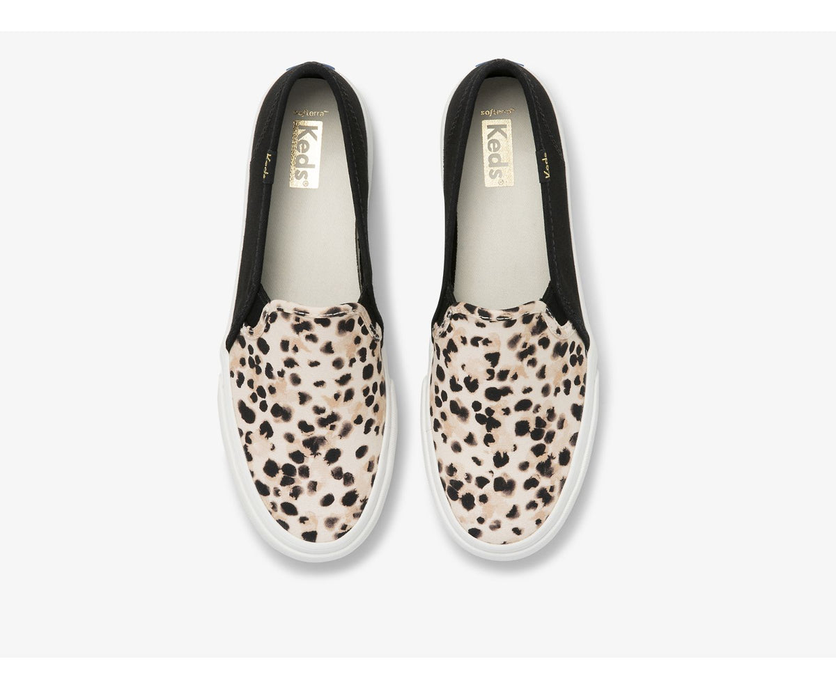 Women Double Decker Leopard Canvas Black - Keds