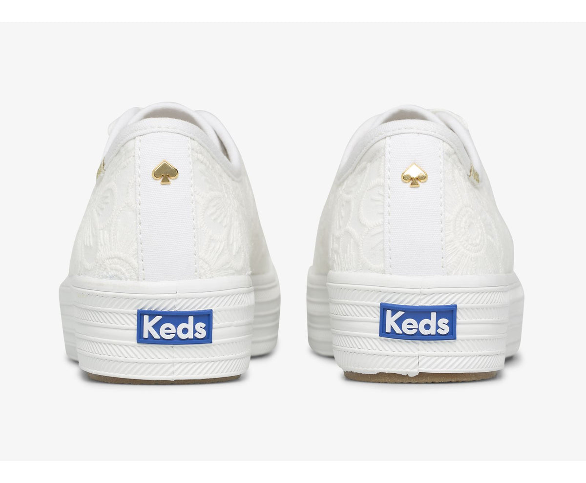 Women Keds x ksny Triple Kick Floral Eyelet Pearls White - Keds