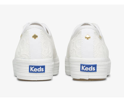 Women Keds x ksny Triple Kick Floral Eyelet Pearls White - Keds