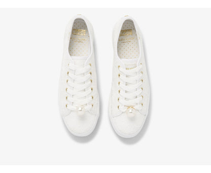 Women Keds x ksny Triple Kick Floral Eyelet Pearls White - Keds