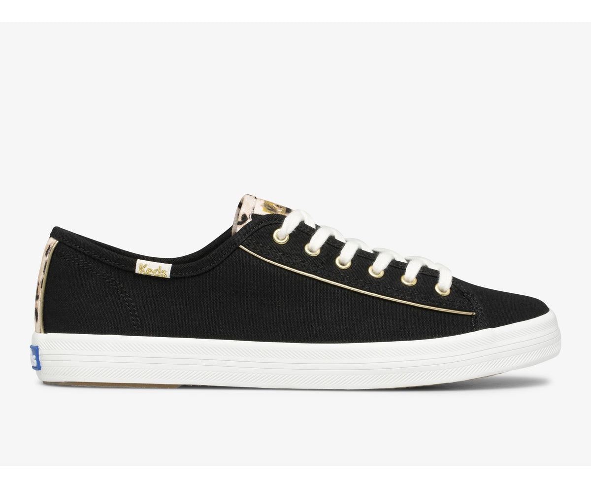 Women Kickstart Leopard Pop Canvas Black - Keds