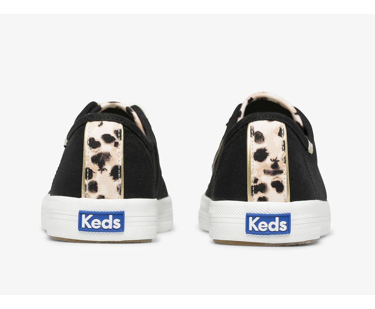 Women Kickstart Leopard Pop Canvas Black - Keds