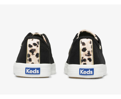 Women Kickstart Leopard Pop Canvas Black - Keds