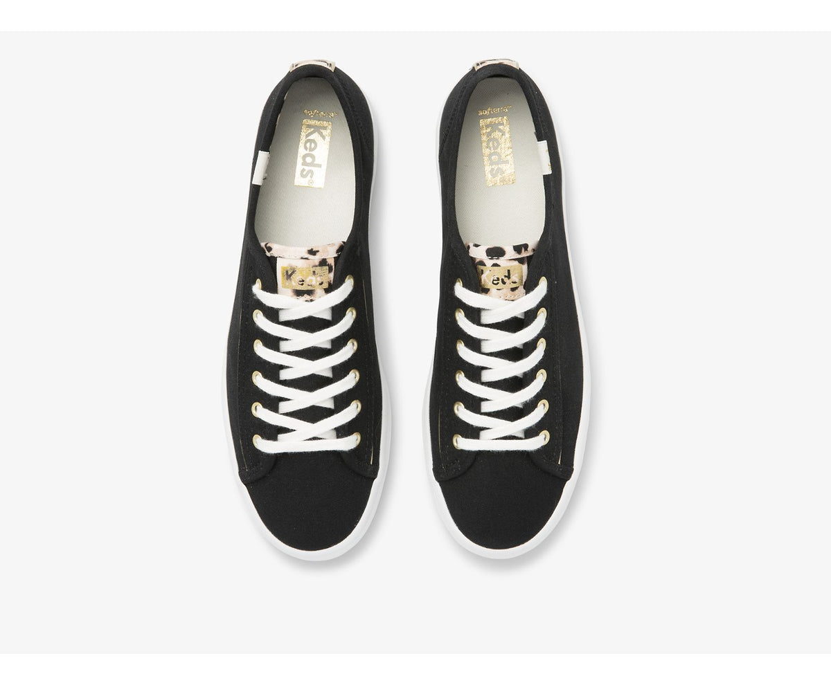 Women Kickstart Leopard Pop Canvas Black - Keds