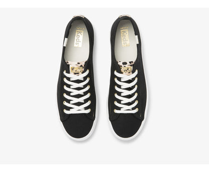 Women Kickstart Leopard Pop Canvas Black - Keds
