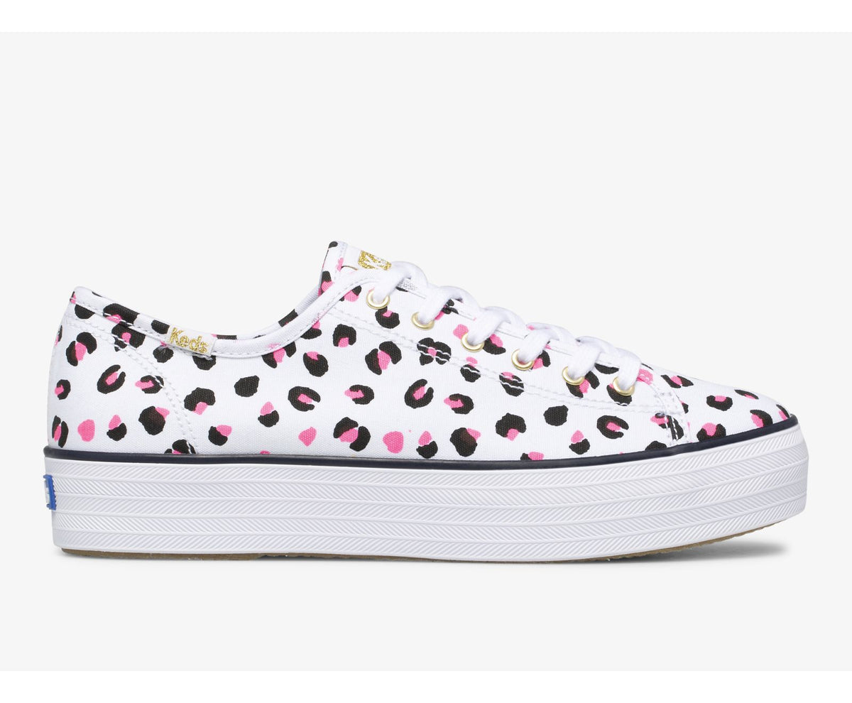 Women Triple Kick Leopard Canvas White Multi - Keds