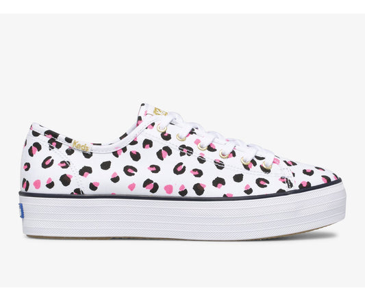 Women Triple Kick Leopard Canvas White Multi - Keds