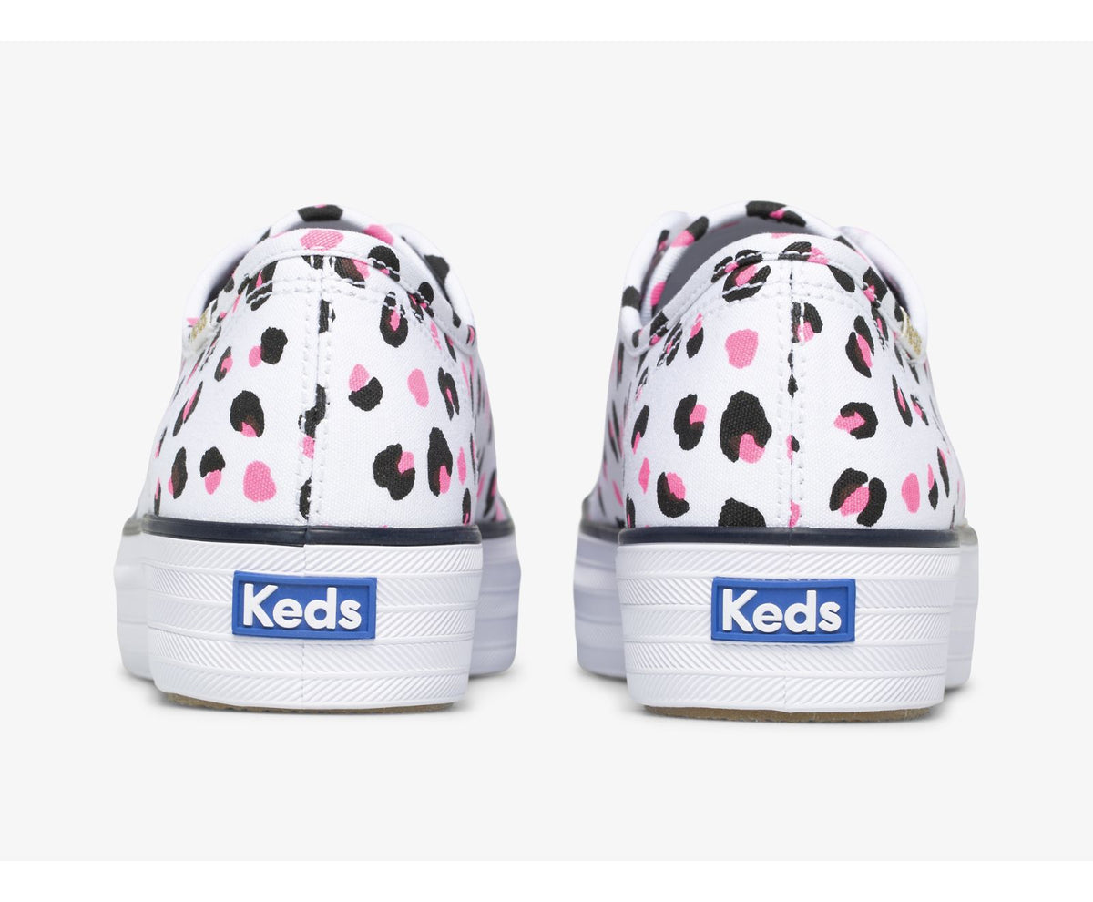 Women Triple Kick Leopard Canvas White Multi - Keds
