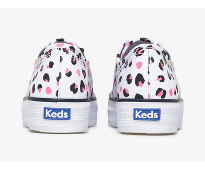 Women Triple Kick Leopard Canvas White Multi - Keds