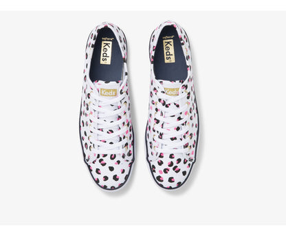 Women Triple Kick Leopard Canvas White Multi - Keds