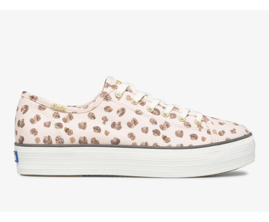 Women Triple Kick Leopard Canvas Pink Multi - Keds