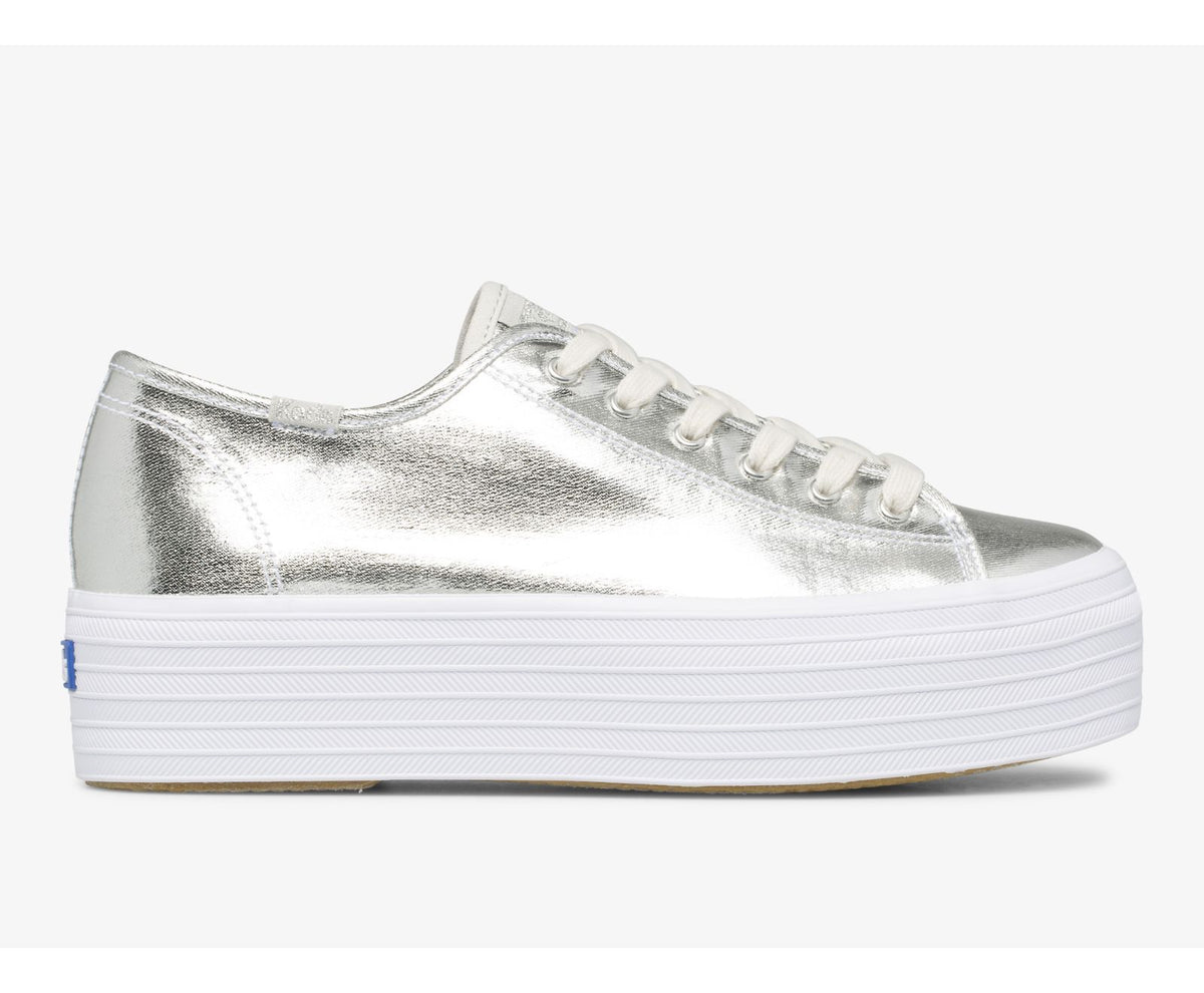 Women Triple Up Metallic Twill Silver - Keds
