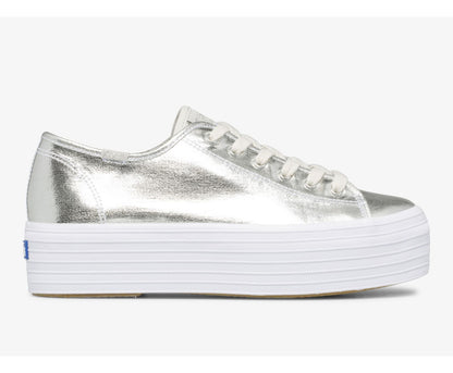 Women Triple Up Metallic Twill Silver - Keds