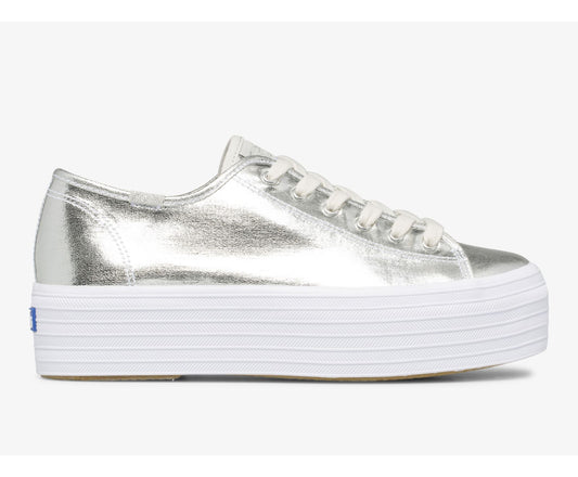 Women Triple Up Metallic Twill Silver - Keds