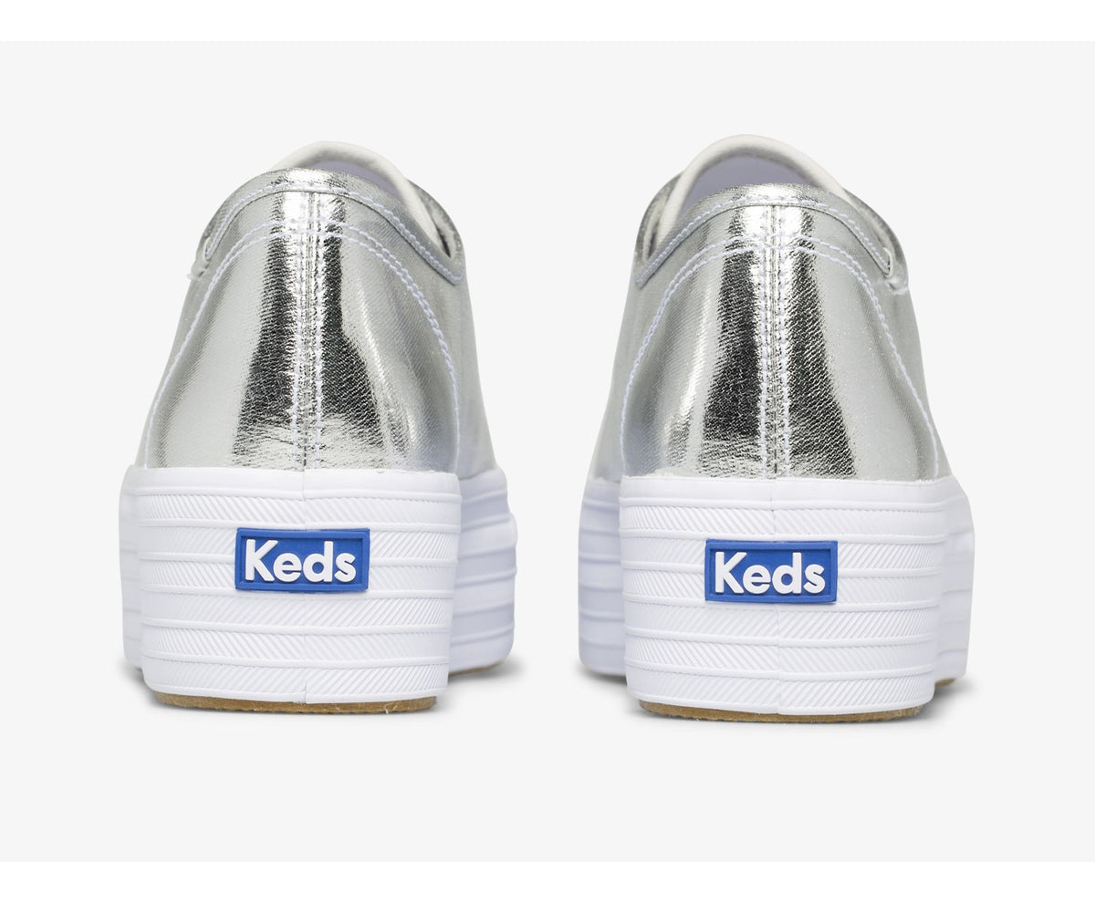 Women Triple Up Metallic Twill Silver - Keds